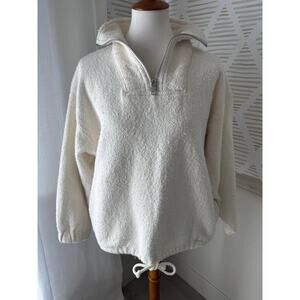 Vintage Earth Ragz Large Cream Natural Fibers Mexican Quarter Zip Pullover